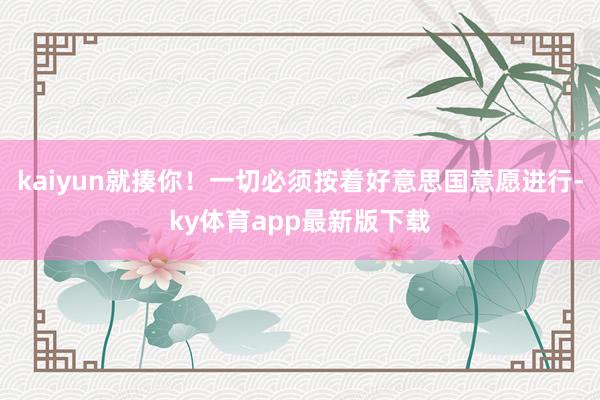 kaiyun就揍你！一切必须按着好意思国意愿进行-ky体育app最新版下载