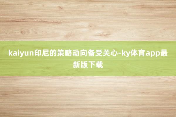 kaiyun印尼的策略动向备受关心-ky体育app最新版下载