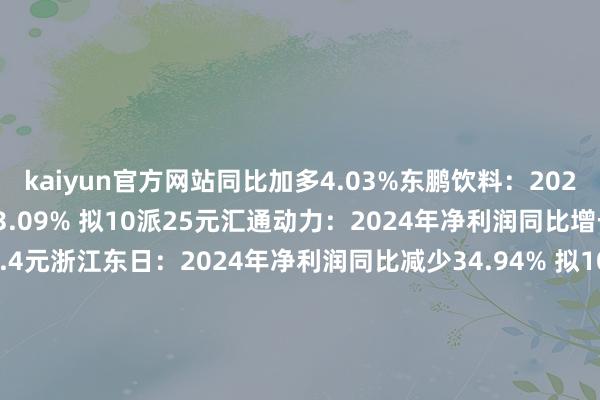 kaiyun官方网站同比加多4.03%东鹏饮料：2024年净利润同比增长63.09% 拟10派25元汇通动力：2024年净利润同比增长68.46% 拟10派1.4元浙江东日：2024年净利润同比减少34.94% 拟10派1.2元TCL智家：2024年净利10.19亿元 同比增29.58%聚飞光电事迹快报：2024年净利润3.39亿元 同比增47.26%南网储能事迹快报：2024年净利润11.26亿
