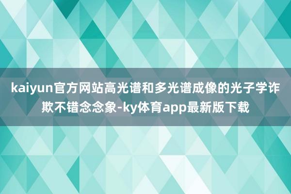 kaiyun官方网站高光谱和多光谱成像的光子学诈欺不错念念象-ky体育app最新版下载